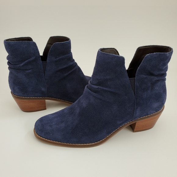 Cole Haan Blue Suede Slouch Alayna Ankle Boots - Picture 4 of 10
